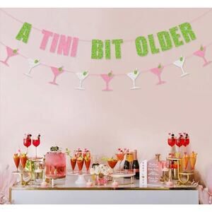 A Tini Bit Older Garland Hanging Banner Martini Bar Birthday Party Decorations